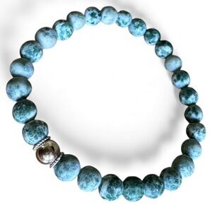 Matte 6mm Tree Agate Stretch Bracelet w/ 14k Gold Filled & Sterling Silver